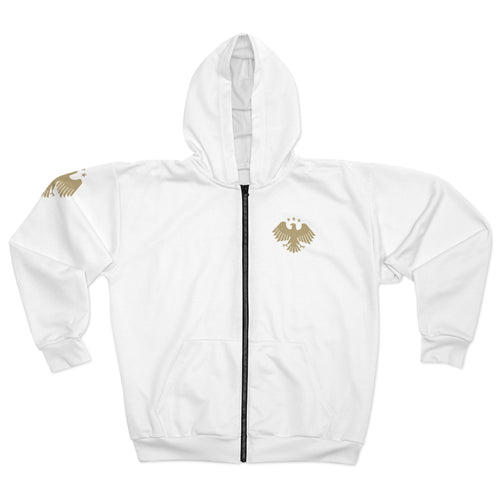 Eagle Emblem Unisex Zip Hoodie, Casual Outerwear, Gift for Nature Lovers, Fall Fashion, Sportswear
